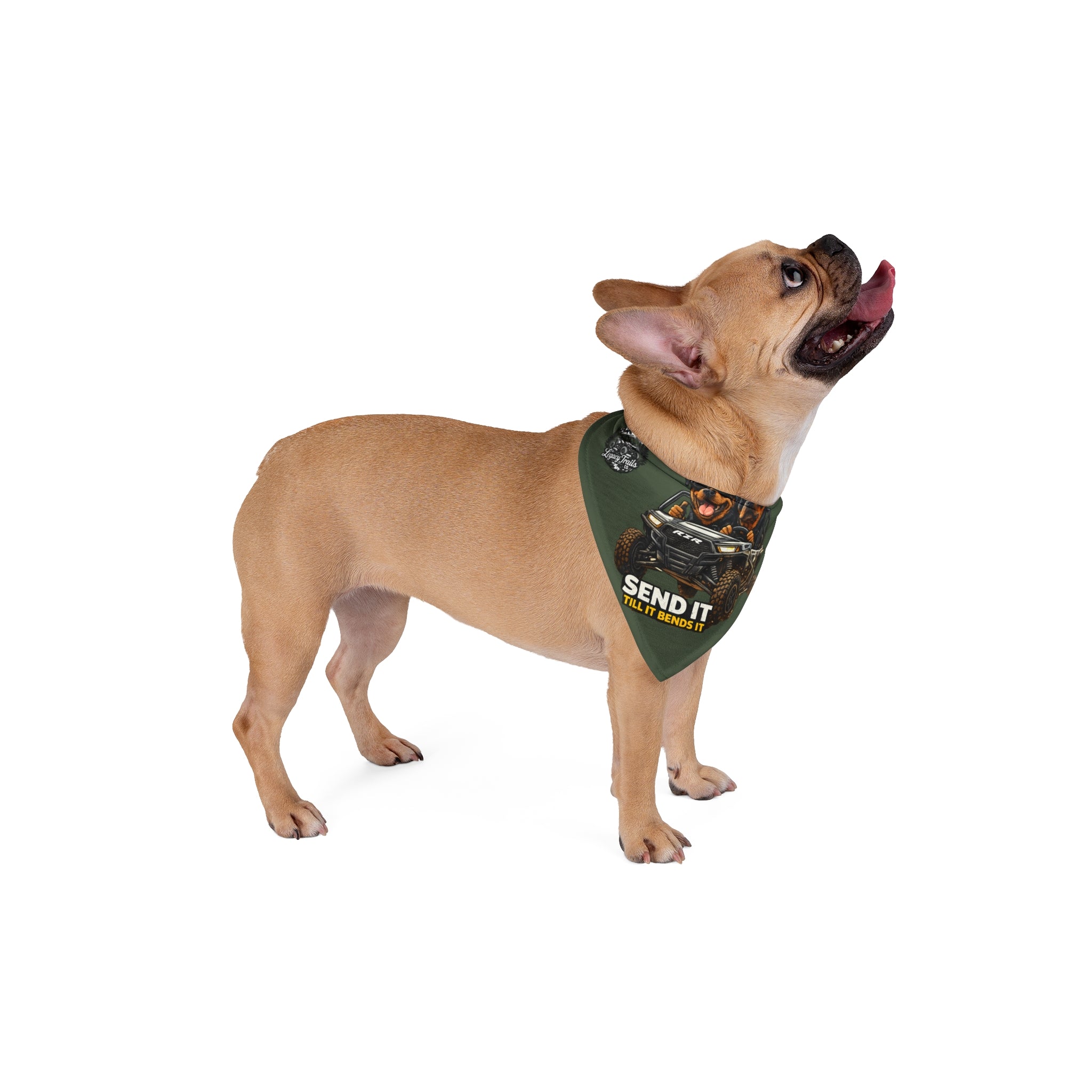 Pet Bandana — "Send It Till It Bends It" Rottweiler Off-Road Adventure Bandana