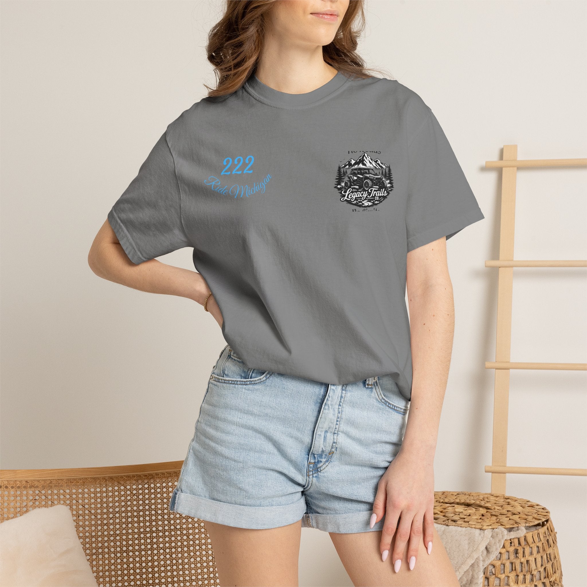 Off-Road UTV T-Shirt — Blue Ranger with American Flag & Eagle