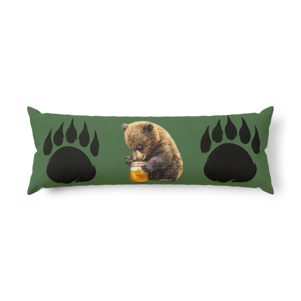 Bear Paw Body Pillow — 'Legacy Trails Co.' Honey Bear Decorative Body Pillow for Cabin, Camping & Nature Lovers