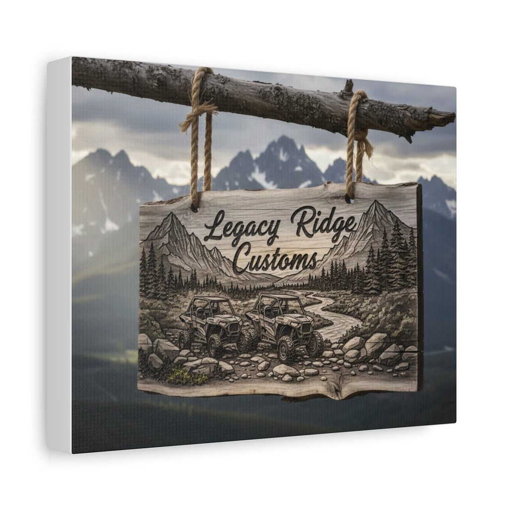 Canvas Wall Art - 'Legacy Ridge Customs' Rustic Mountain Off-Road Sign