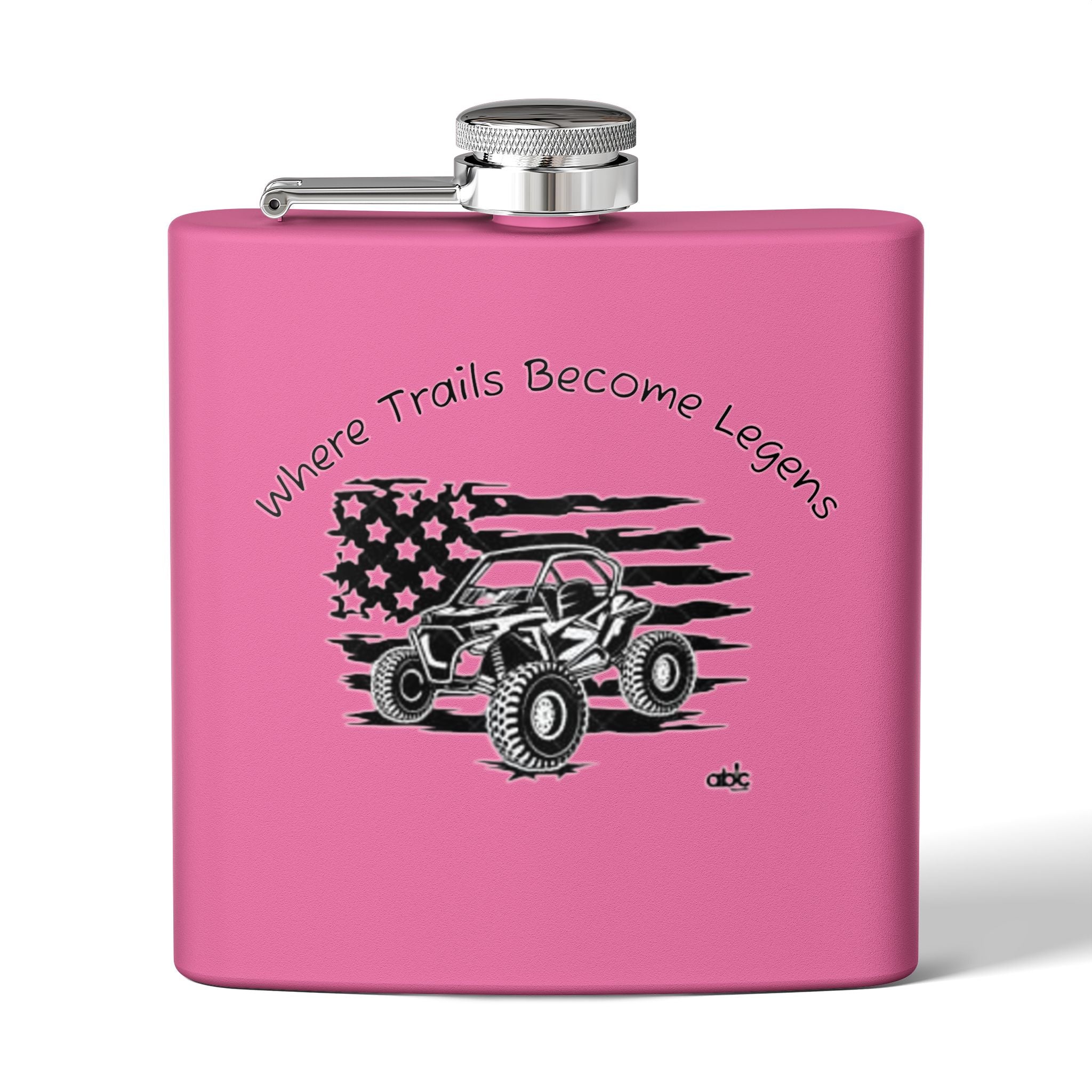 6oz Stainless Steel Flask — Off‑Road UTV American Flag "Where Trails Become Legends"