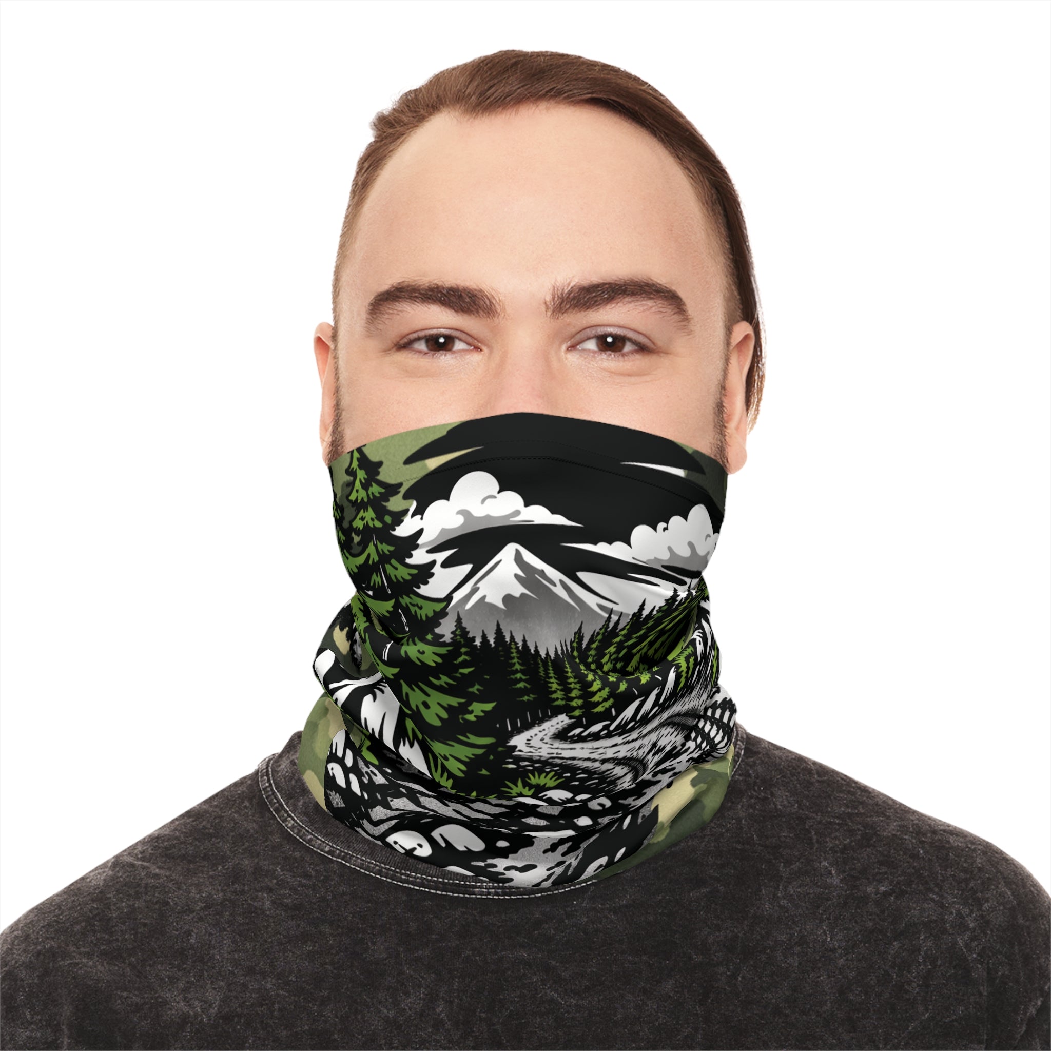 Trail Tire Tracks Neck Gaiter — Outdoor Camouflage Lightweight Face Mask
